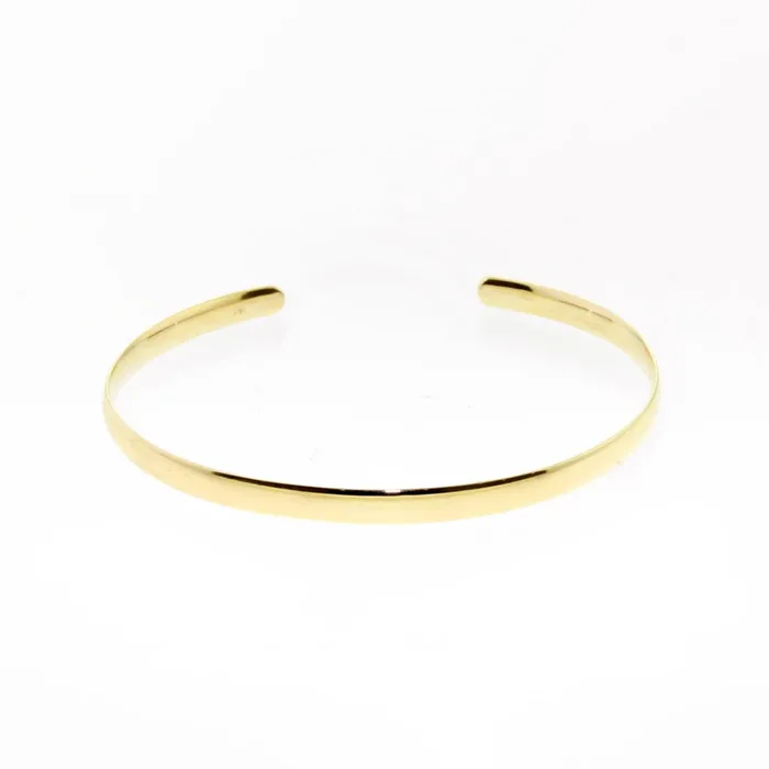 14K Solid Gold Cuff 4 mm Half-Round Dome Stacking Bangle Bracelet - AH ...